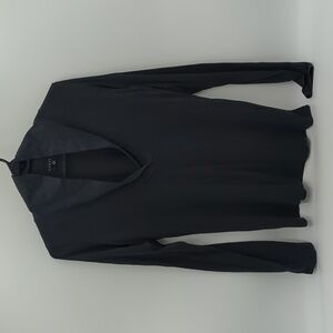 Theory Long Sleeve Cotton Top shawl collar minimalist lightweight quiet luxury